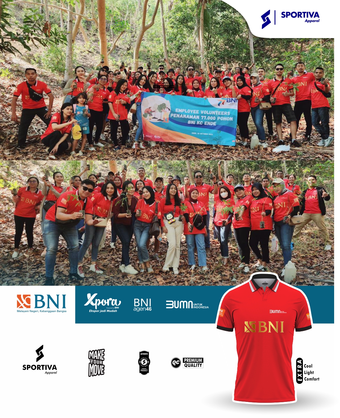 Kesan Jersey Gathering BNI 46: Seragam, Nyaman, dan Berkelas Bersama Sportiva Apparel